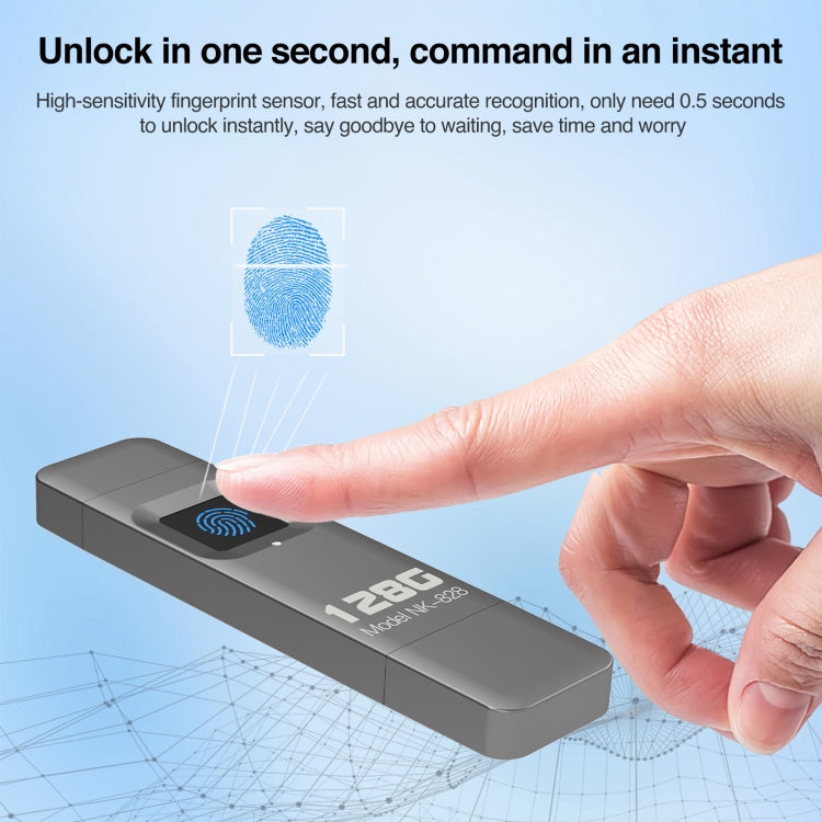 64GB NK-828 8 Pin + USB 2 in 1 Zinc Alloy U Disk with Fingerprint Unlock - U Disk & Card Reader by PMC TechLife | Online Shopping South Africa | PMC TechLife