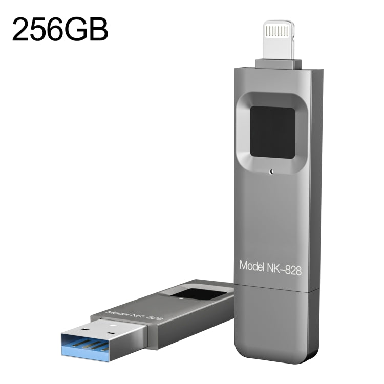 256GB NK-828 8 Pin + USB 2 in 1 Zinc Alloy U Disk with Fingerprint Unlock - U Disk & Card Reader by PMC TechLife | Online Shopping South Africa | PMC TechLife