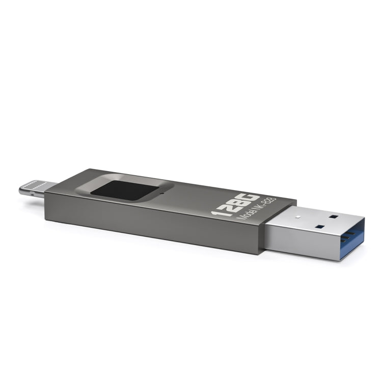 256GB NK-828 8 Pin + USB 2 in 1 Zinc Alloy U Disk with Fingerprint Unlock - U Disk & Card Reader by PMC TechLife | Online Shopping South Africa | PMC TechLife