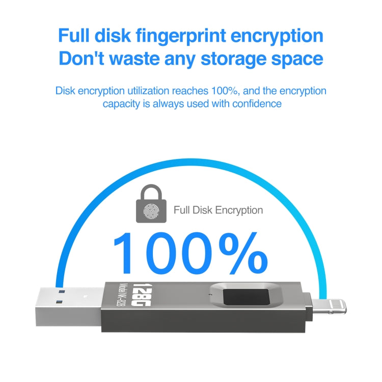 256GB NK-828 8 Pin + USB 2 in 1 Zinc Alloy U Disk with Fingerprint Unlock - U Disk & Card Reader by PMC TechLife | Online Shopping South Africa | PMC TechLife