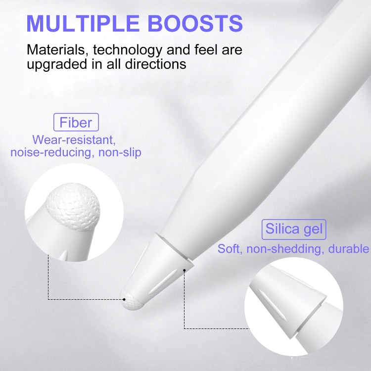 8 PCS / Set Fiber Texture Nib Protector For Apple Pencil(White)