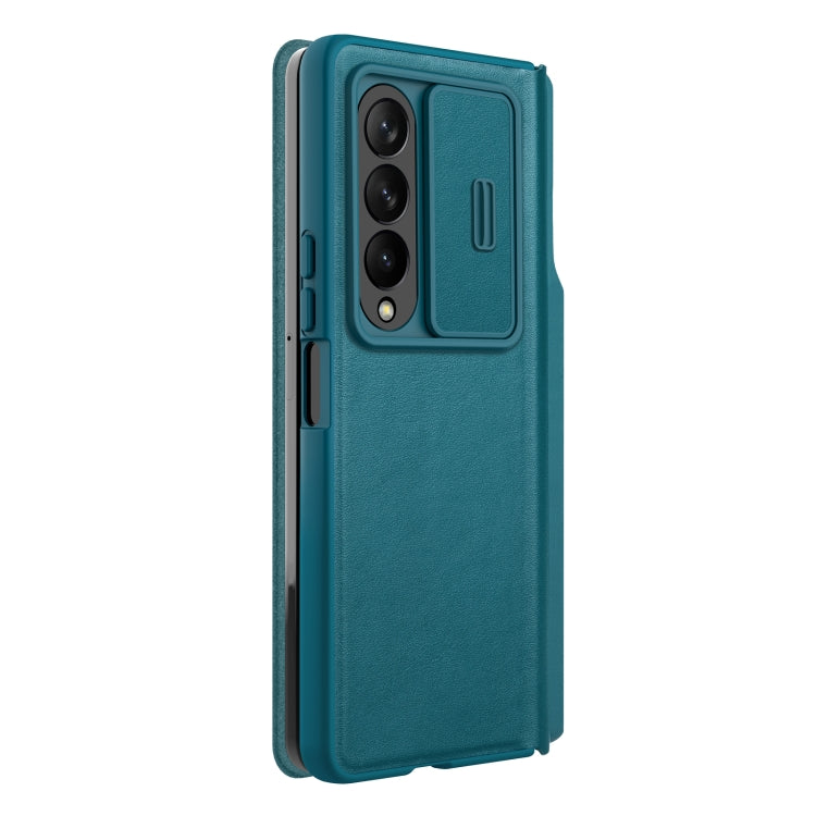 For Samsung Galaxy Z Fold4 5G NILLKIN QIN Series Pro Sliding Camera Cover Design Leather Phone Case(Cyan) - Galaxy Z Fold4 5G Cases by NILLKIN | Online Shopping South Africa | PMC TechLife | Buy Now Pay Later Mobicred