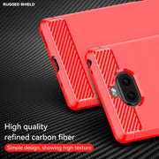 For Sony Xperia 8/8 Lite Brushed Texture Carbon Fiber TPU Phone Case(Red)