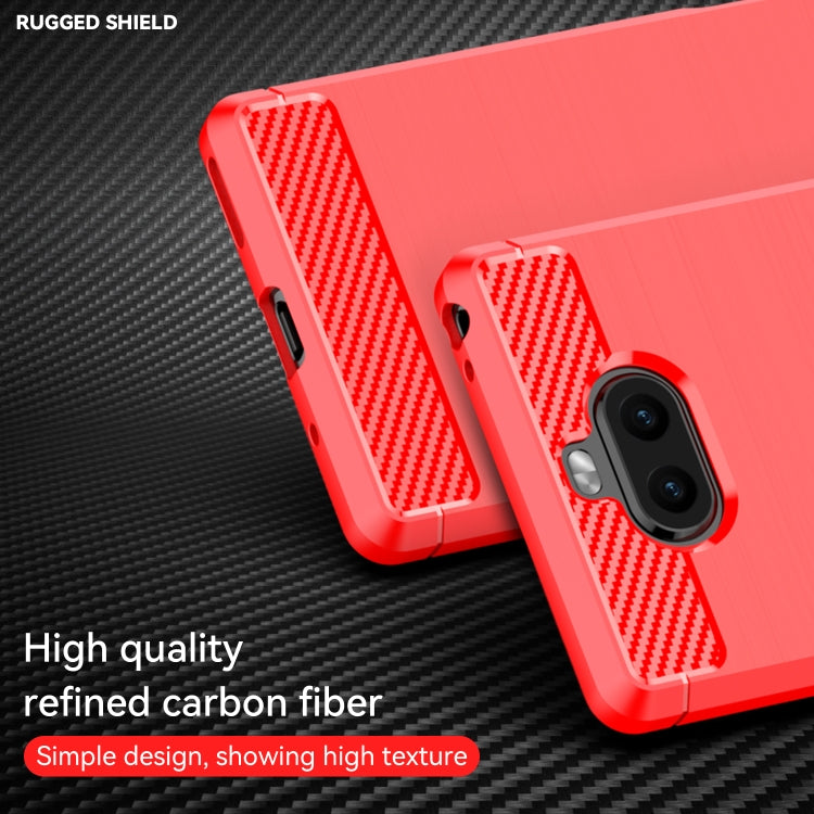 For Sony Xperia 8/8 Lite Brushed Texture Carbon Fiber TPU Phone Case(Red)