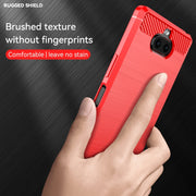 For Sony Xperia 8/8 Lite Brushed Texture Carbon Fiber TPU Phone Case(Red)