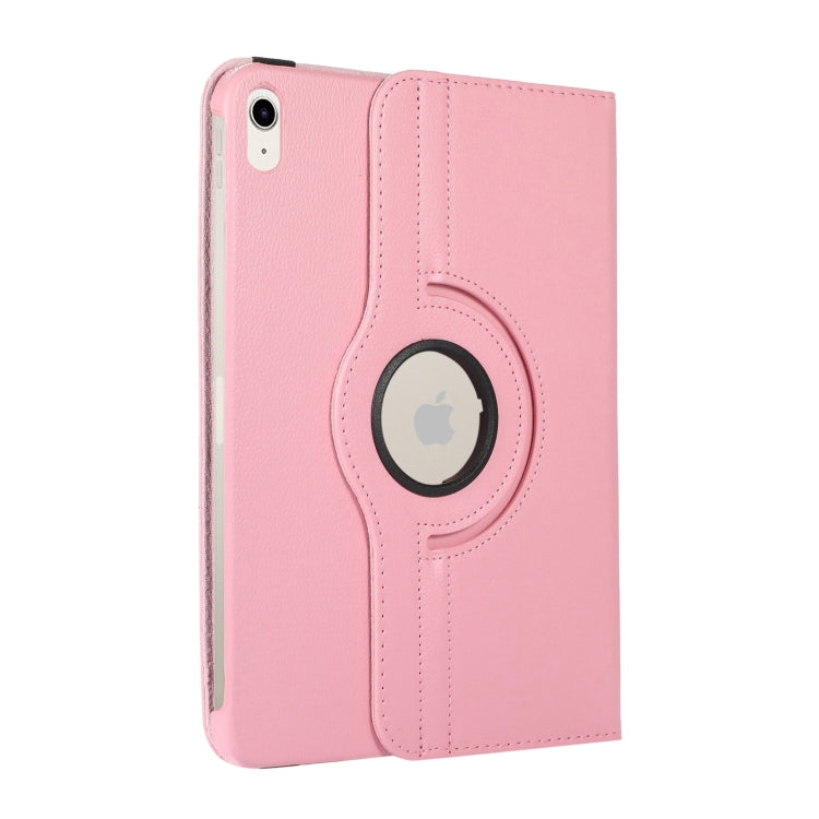 For iPad 2025 / 2022 360 Degree Rotation Litchi Texture Flip Leather Tablet Case with Holder (Pink)