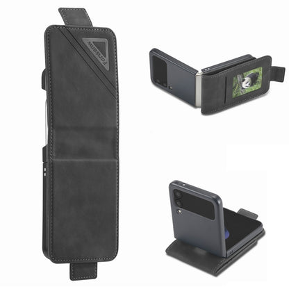 For Samsung Galaxy Z Flip4 Forwenw Dual-side Buckle Leather Phone Case(Black) - Galaxy Z Flip4 5G Cases by Forwenw | Online Shopping South Africa | PMC Jewellery | Buy Now Pay Later Mobicred