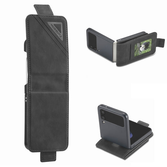 For Samsung Galaxy Z Flip4 Forwenw Dual-side Buckle Leather Phone Case(Black) - Galaxy Z Flip4 5G Cases by Forwenw | Online Shopping South Africa | PMC Jewellery | Buy Now Pay Later Mobicred