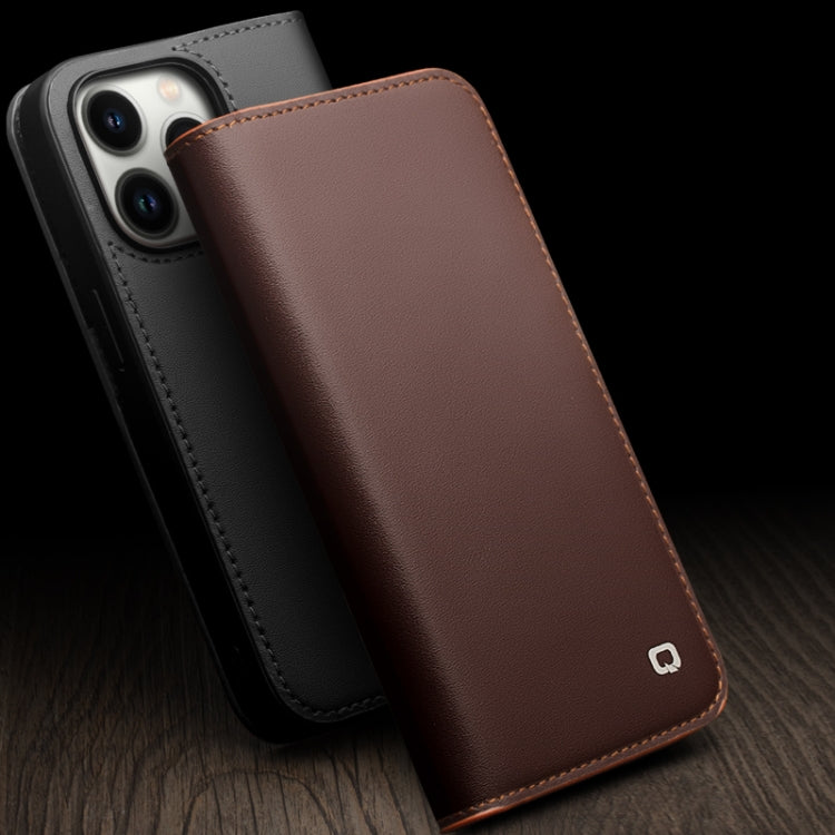 For iPhone 14 QIALINO Business Horizontal Flip PU Phone Case (Black)