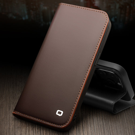 For iPhone 14 QIALINO Business Horizontal Flip PU Phone Case (Black)