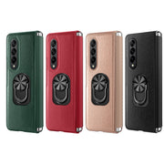 For Samsung Galaxy Z Fold4 GKK Litchi Pattern Foldable Protective Phone Case with Ring Holder(Red)