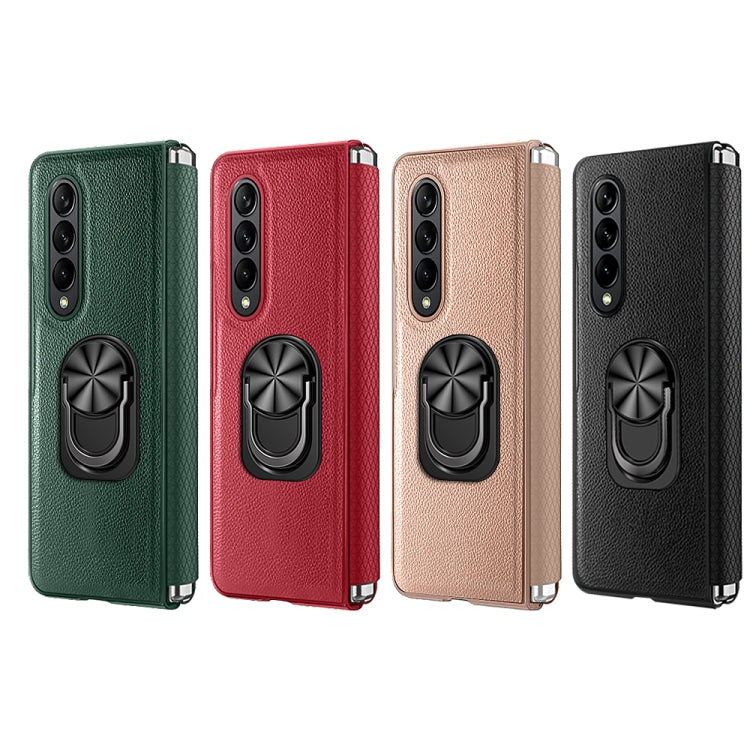 For Samsung Galaxy Z Fold4 GKK Litchi Pattern Foldable Protective Phone Case with Ring Holder(Red)