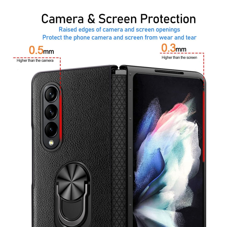 For Samsung Galaxy Z Fold4 GKK Litchi Pattern Foldable Protective Phone Case with Ring Holder(Red)