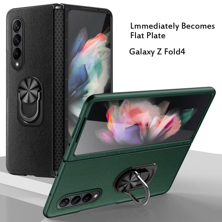 For Samsung Galaxy Z Fold4 GKK Litchi Pattern Foldable Protective Phone Case with Ring Holder(Red)