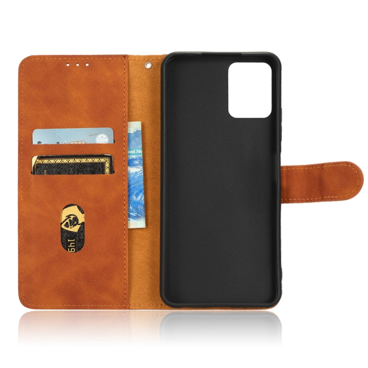 For T-Mobile Revvl 6 Pro 5G Skin Feel Magnetic Flip Leather Phone Case(Brown)