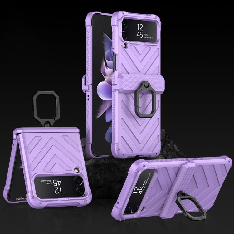 For Samsung Galaxy Z Flip4 GKK Sliding Camshield Magnetic Armor Flip Phone Case with Ring Holder(Purple) - free shipping - PMC TechLife - Order now!