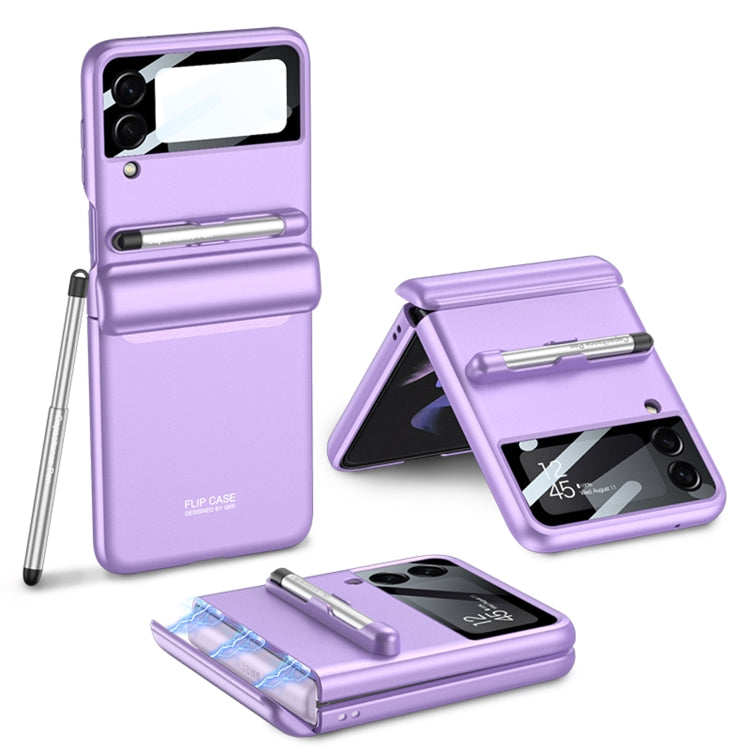 For Samsung Galaxy Z Flip4 GKK Magnetic Full Coverage Phone Flip Case with Pen(Purple) - Galaxy Z Flip4 5G Cases by GKK | Online Shopping South Africa | PMC TechLife | Buy Now Pay Later Mobicred