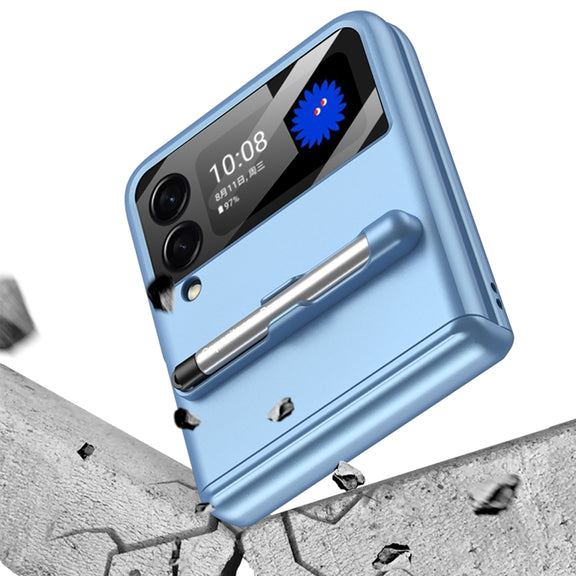 For Samsung Galaxy Z Flip4 GKK Magnetic Full Coverage Phone Flip Case with Pen(Black)