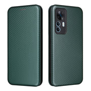 For Xiaomi 12T / 12T Pro / Redmi K50 Ultra Carbon Fiber Texture Flip Leather Phone Case(Green)