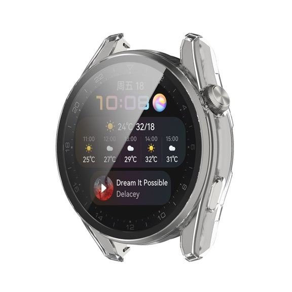For Huawei Watch3 Pro New PC + Tempered Glass Integrated Protective Watch Case(Transparent White)