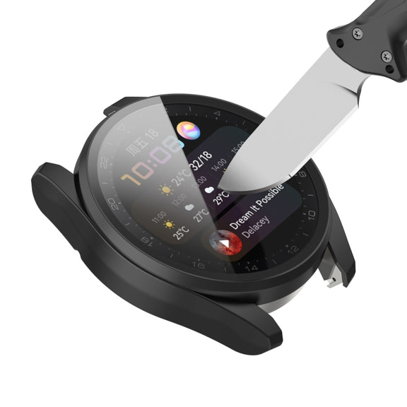 For Huawei Watch3 Pro New PC + Tempered Glass Integrated Protective Watch Case(Transparent White)