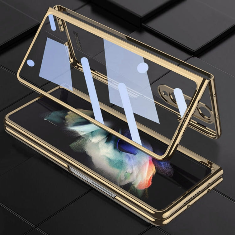 For Samsung Galaxy Z Fold4 GKK Integrated Electroplating + Glass Full Coverage Phone Case(Black)