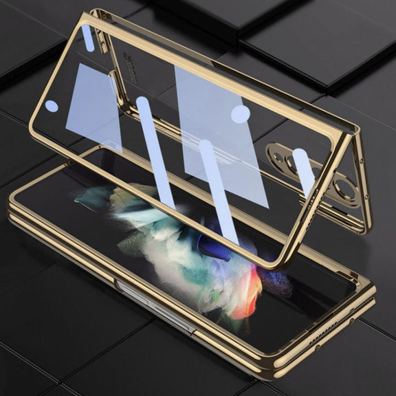 For Samsung Galaxy Z Fold4 GKK Integrated Electroplating + Glass Full Coverage Phone Case(Black)