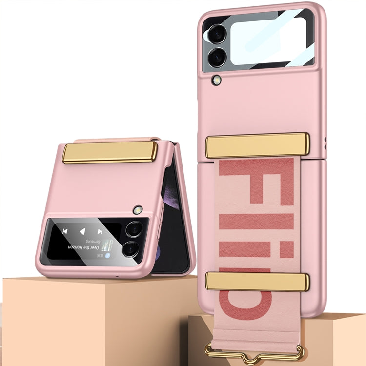 For Samsung Galaxy Z Flip4 GKK Ultra-thin Full Coverage Phone Flip Case with Wristband(Pink) - free shipping - PMC TechLife - Order now!