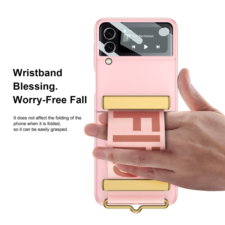 For Samsung Galaxy Z Flip4 GKK Ultra-thin Full Coverage Phone Flip Case with Wristband(Green)