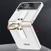 For Samsung Galaxy Z Flip4 GKK Ultra-thin PC Full Coverage Phone Flip Case with Ring Holder(Black)