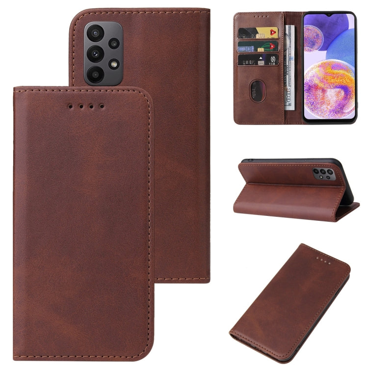 For Samsung Galaxy A23 4G Magnetic Closure Leather Phone Case(Brown) - free shipping - PMC TechLife - Order now!