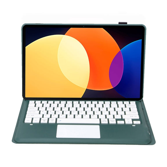 A0N4-A Detachable Sheep Pattern TPU Bluetooth Keyboard Tablet Leather Case with Touchpad For Xiaomi Pad 5 Pro 12.4(Dark Green)