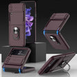For Samsung Galaxy Z Flip4 GKK Carbon Brazing Pattern Shockproof Armor PC Phone Case with Ring Holder(Wine Red) - Galaxy Z Flip4 5G Cases by GKK | Online Shopping South Africa | PMC TechLife