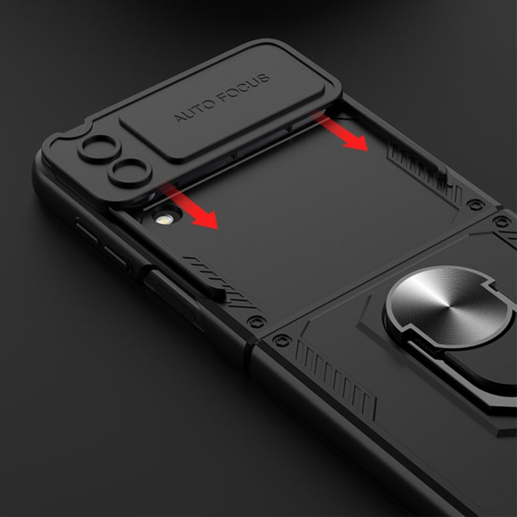 For Samsung Galaxy Z Flip4 GKK Carbon Brazing Pattern Shockproof Armor PC Phone Case with Ring Holder(Purple) - Galaxy Z Flip4 5G Cases by GKK | Online Shopping South Africa | PMC TechLife