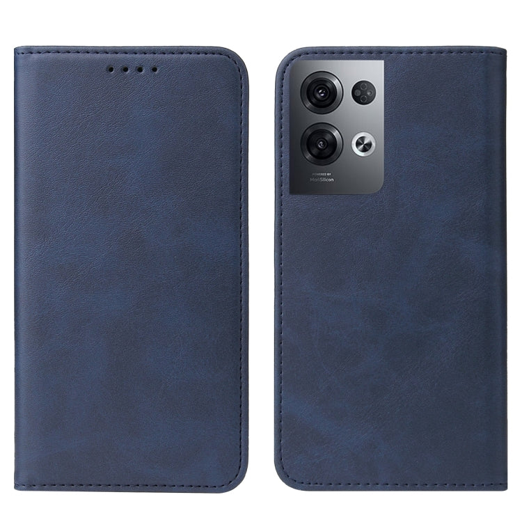 For OPPO Reno8 Pro Magnetic Closure Leather Phone Case(Blue) - Realme Cases by PMC TechLife | Online Shopping South Africa | PMC TechLife | Buy Now Pay Later Mobicred