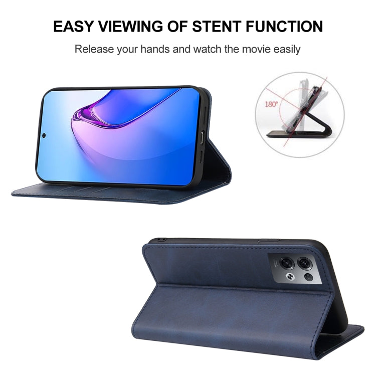 For OPPO Reno8 Pro Magnetic Closure Leather Phone Case(Blue) - Realme Cases by PMC TechLife | Online Shopping South Africa | PMC TechLife | Buy Now Pay Later Mobicred