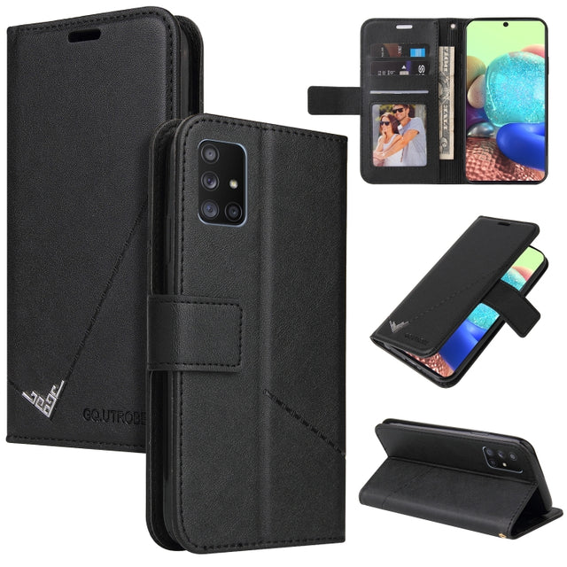For Samsung Galaxy M31s GQUTROBE Right Angle Leather Phone Case(Black)