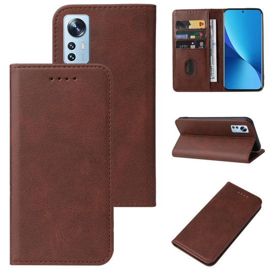 For Xiaomi 12X Magnetic Closure Leather Phone Case(Brown) - free shipping - PMC Jewellery - Order now!