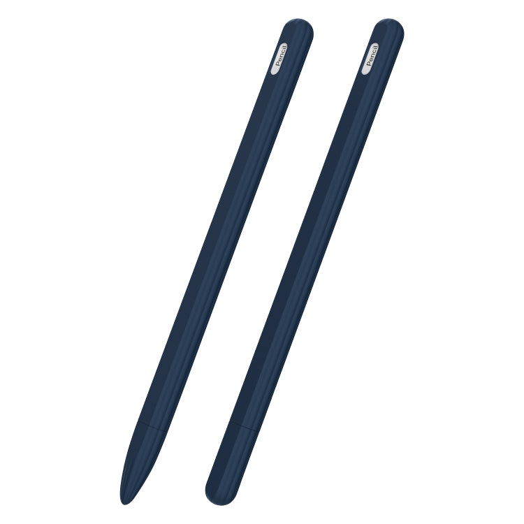 3 in 1 Striped Liquid Silicone Stylus Case with Two Tip Caps For Apple Pencil 1(Midnight Blue) - Pencil Accessories by PMC TechLife | Online Shopping South Africa | PMC TechLife