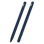 3 in 1 Striped Liquid Silicone Stylus Case with Two Tip Caps For Apple Pencil 1(Midnight Blue)