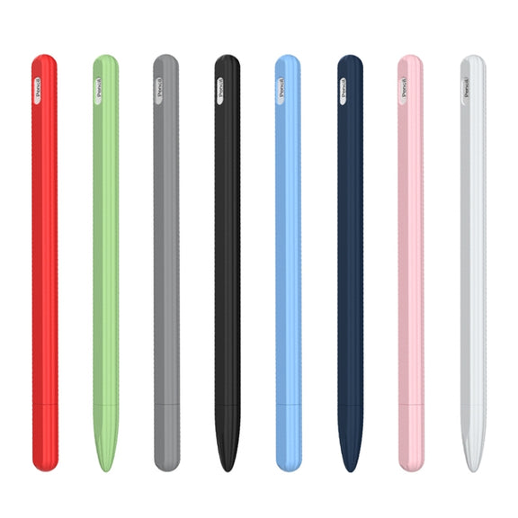 3 in 1 Striped Liquid Silicone Stylus Case with Two Tip Caps For Apple Pencil 1(Red)