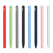 3 in 1 Striped Liquid Silicone Stylus Case with Two Tip Caps For Apple Pencil 1(White)