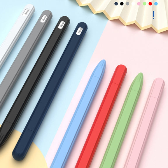 3 in 1 Striped Liquid Silicone Stylus Case with Two Tip Caps For Apple Pencil 1(Red)
