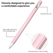3 in 1 Striped Liquid Silicone Stylus Case with Two Tip Caps For Apple Pencil 2(Red)