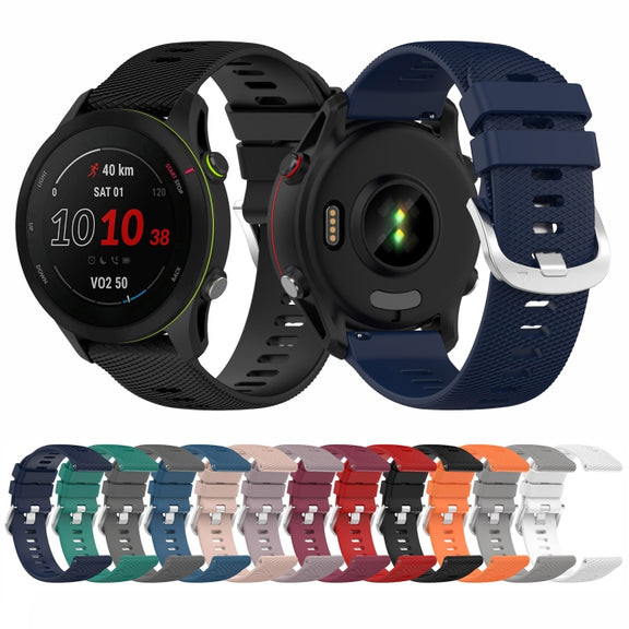 Compatible with Garmin Compatible witherunner255S 18mm Cross Textured Silicone Watch Band(Light Pink)