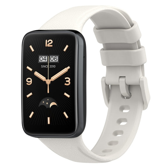 For Xiaomi Mi Band 7 Pro Litchi Texture Leather Watch Band(White)