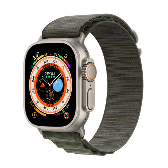 Nylon Loop Watch Band For Apple Watch 46mm / 49mm / 45mm / 44mm(Green)