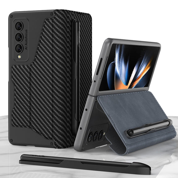 For Samsung Galaxy Z Fold4 GKK Armor Flip Leather Phone Case with Pen Slots(Grey)