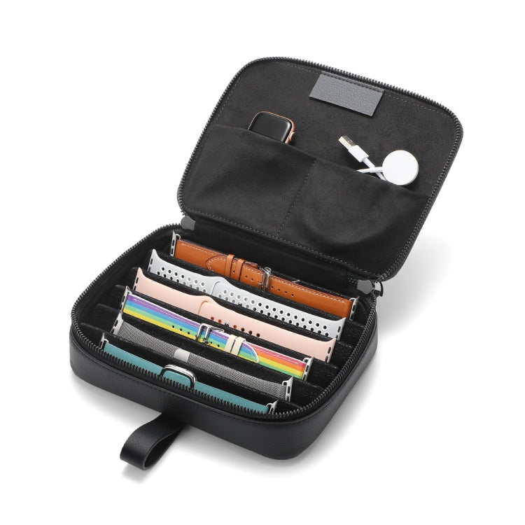 Multifunction Watch Strap Data Cable Slots Storage Bag(Black)