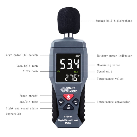 SmartSensor dB Decibel Detector Audio Tester, Model:ST9604
